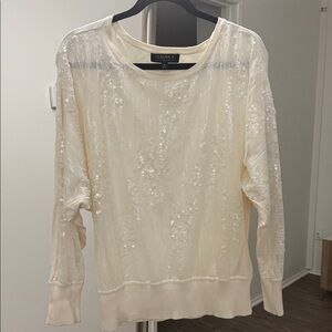 Joseph A Ivory Sequin Sweatshirt